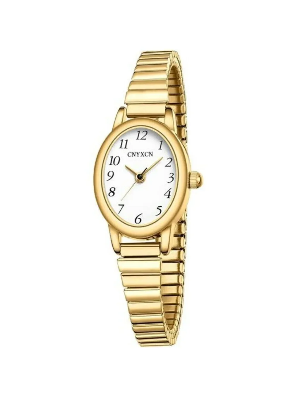 Gold Womens Watch Stretch Band Analog Quartz Water Resistant Easy Read Dial